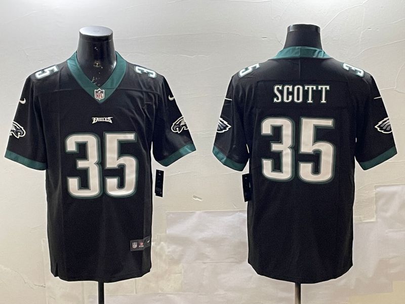 Men Philadelphia Eagles 35 Scott Black Second generations 2025 Nike Vapor Limited NFL Jersey style 1